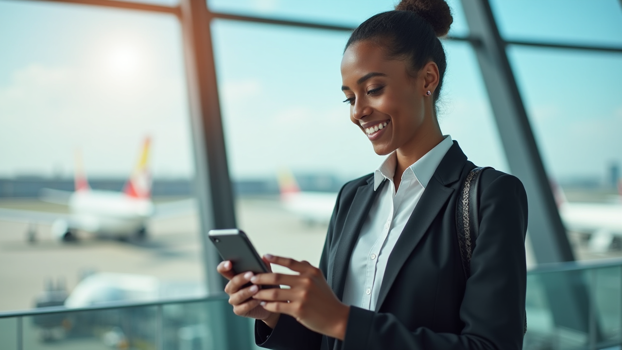 Persona utilizando eSIM durante un viaje