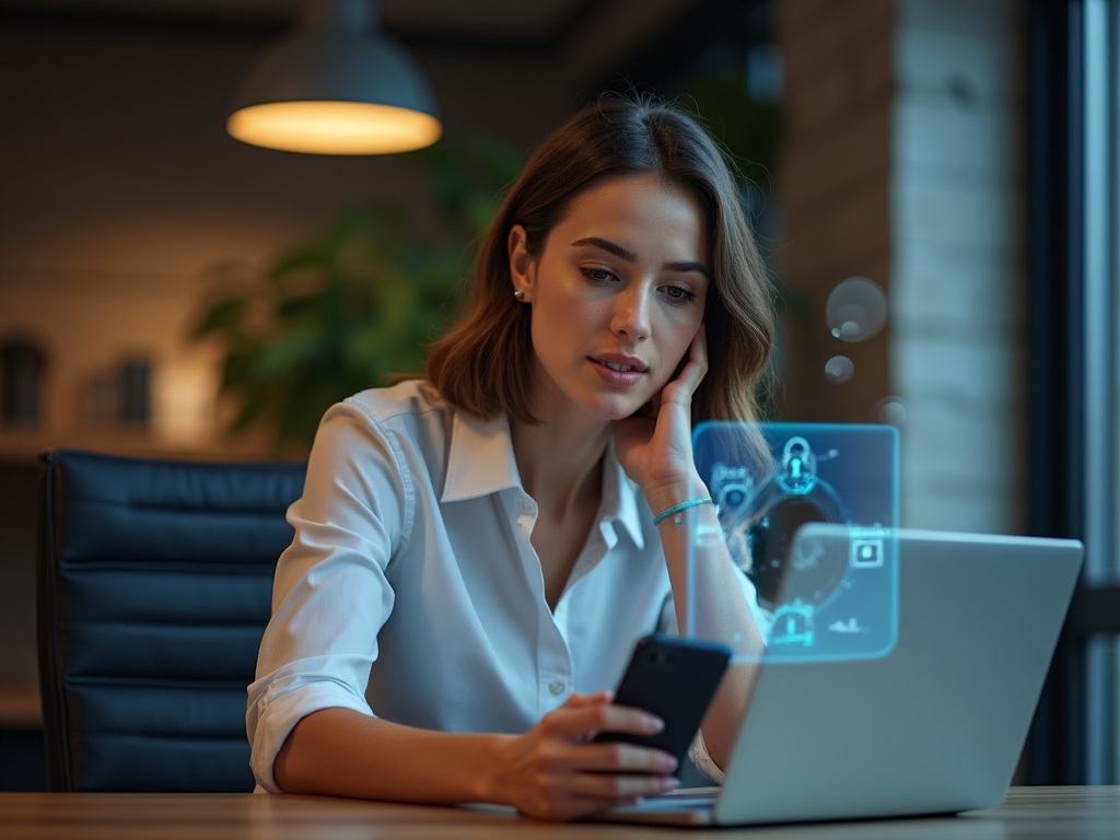 Persona protegiendo datos digitales